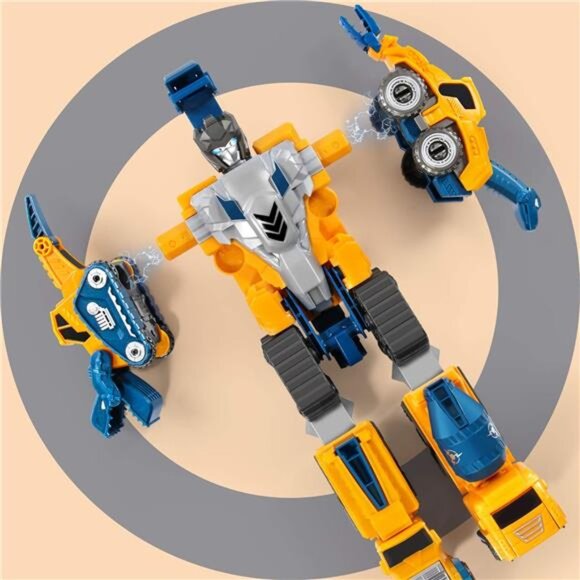 Toddler Robot Construction Vehicles Set – 5Pcs Transforming Robots for Kids - Picture 3 of 8